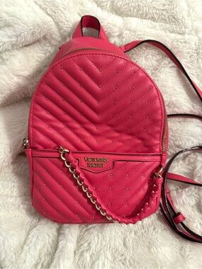 Women’s Victoria's Secret Gem Hot Pink Quilted Mini Essential Stylish Backpack